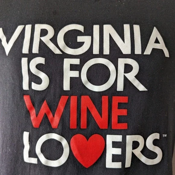 Virginia Is For Wine Lovers Black T-Shirt Women's Size Small Vineyard Tee - Picture 3 of 5